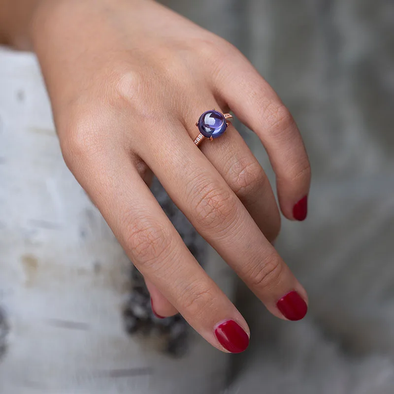 Женское кольцо из стерлингового серебра с круглыми кристаллами|Кольца| |