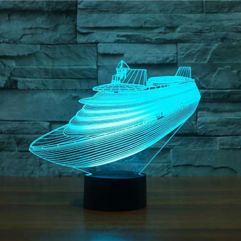 

Boat 3D LED RGB Night Light 7 Color Change Desk Light Action Figures 2256 Kids Home Christmas Toys
