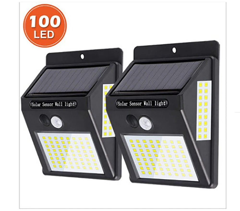 

100 LED Solar Light Outdoor Waterproof Wall Lamps PIR Motion Sensor Solar Powered Sunlight Street Light for Garden Decoration