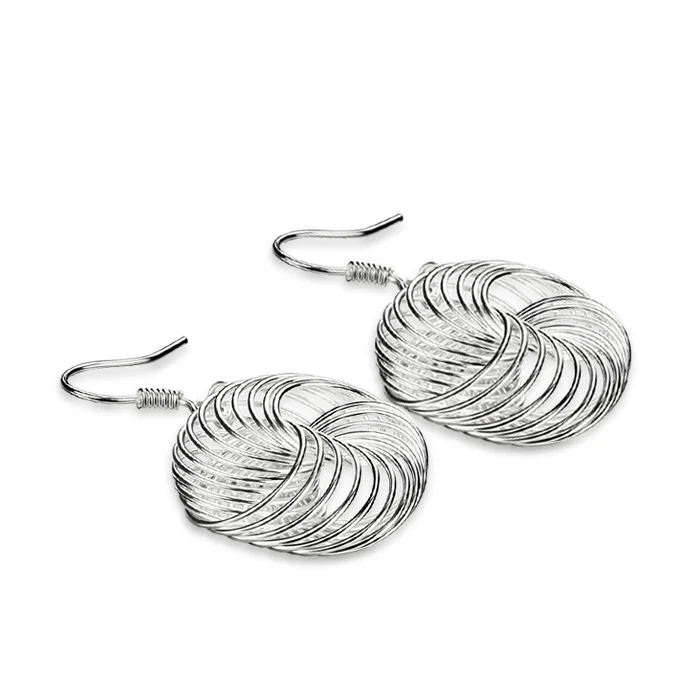 

925 Silver earrings for women national wind female fashion personality earrings joker round earrings