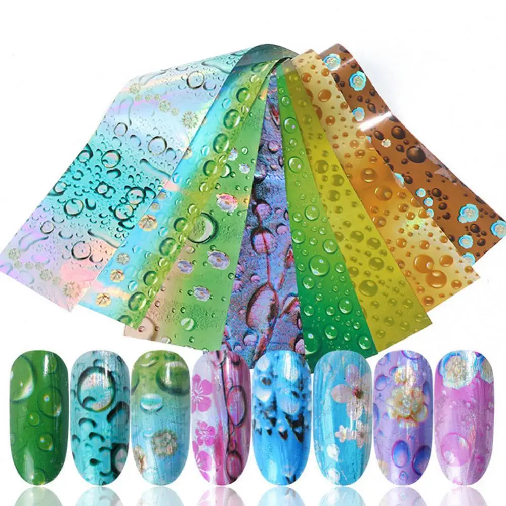 

50% Hot Sale 16 Sheets Starry Sky Water Drop Bubble Nail Sticker Adhesive Decal Transfer Foil