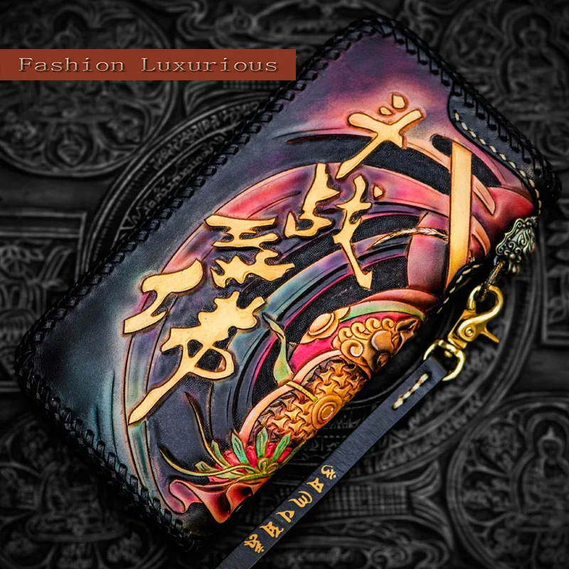 Унисекс кожаный кошелек ручной работы первый слой кожа Qitian Dasheng ручная роспись