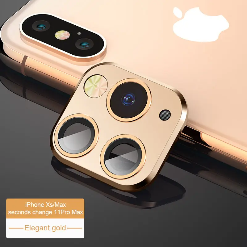 Сменный Чехол для iPhone 11 Pro Max, роскошное металлическое защитное кольцо для объектива камеры для iPhone X XS MAX, Защитная пленка для камеры - Цвет: Gold