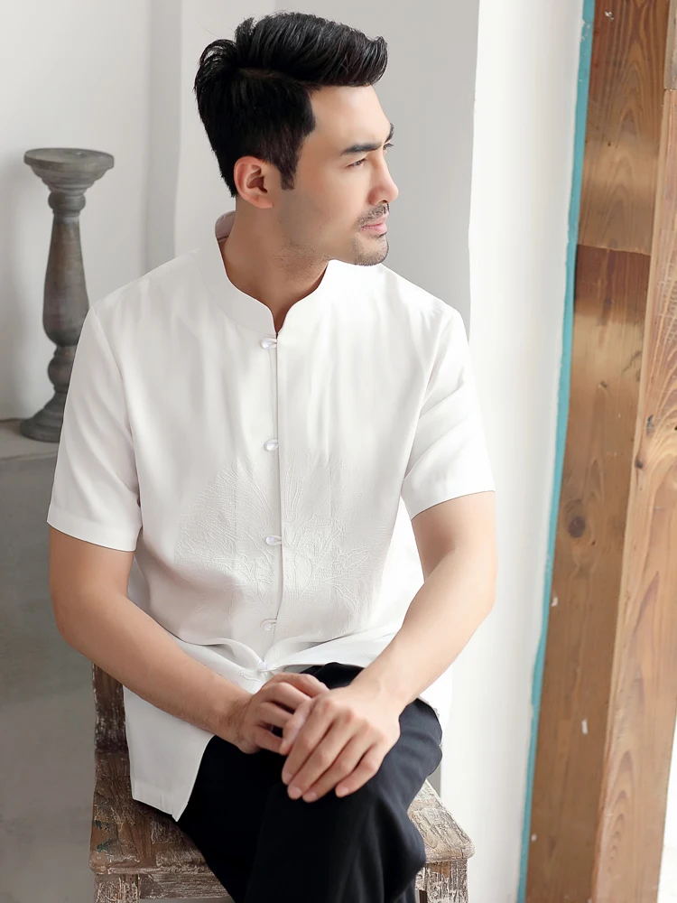 Костюм Тан в китайском стиле мужской костюм с воротником стойкой пуговицами и