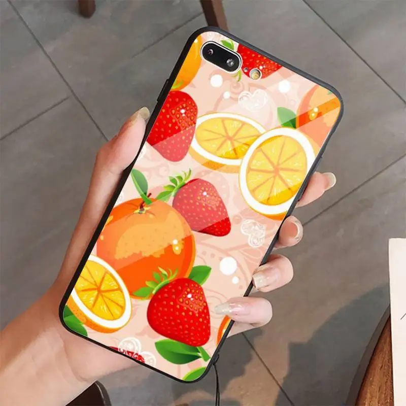 

Fruit Lemon Pineapple Phone Case Tempered glass For iphone 5C 6 6S 7 8 plus X XS XR 11 PRO MAX