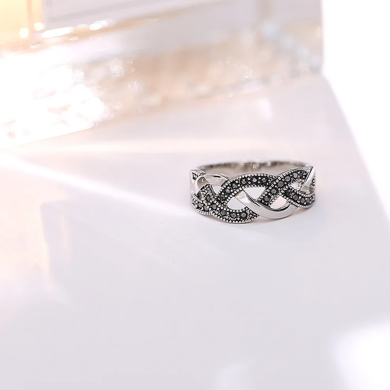 Новые Элегантные Стильные Простые Кольца блестящие черные стразы для женщин 2019