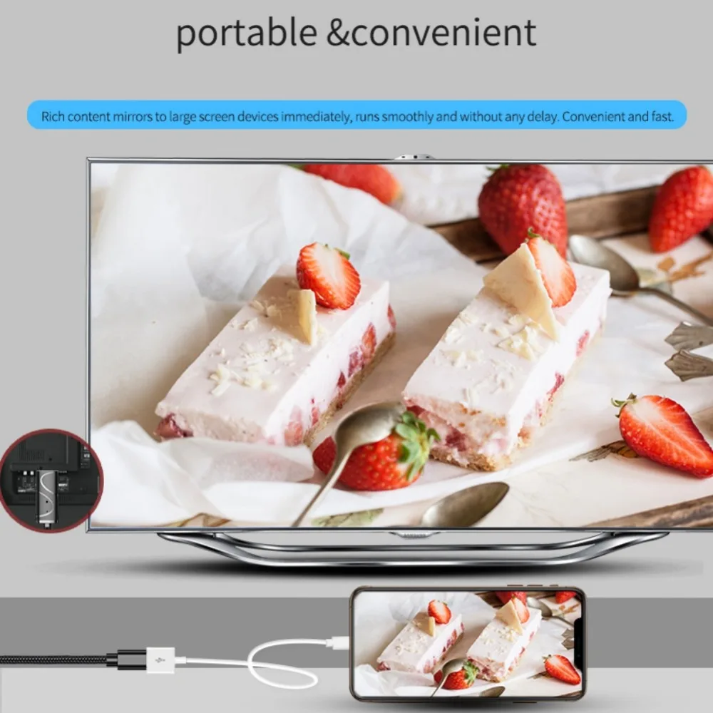 4K USB HD видеокабель для IPhone 11 12 Pro 6 7 8 XS MAX XR Huawei IOS Android Type C Телефон ТВ HDTV дисплей через