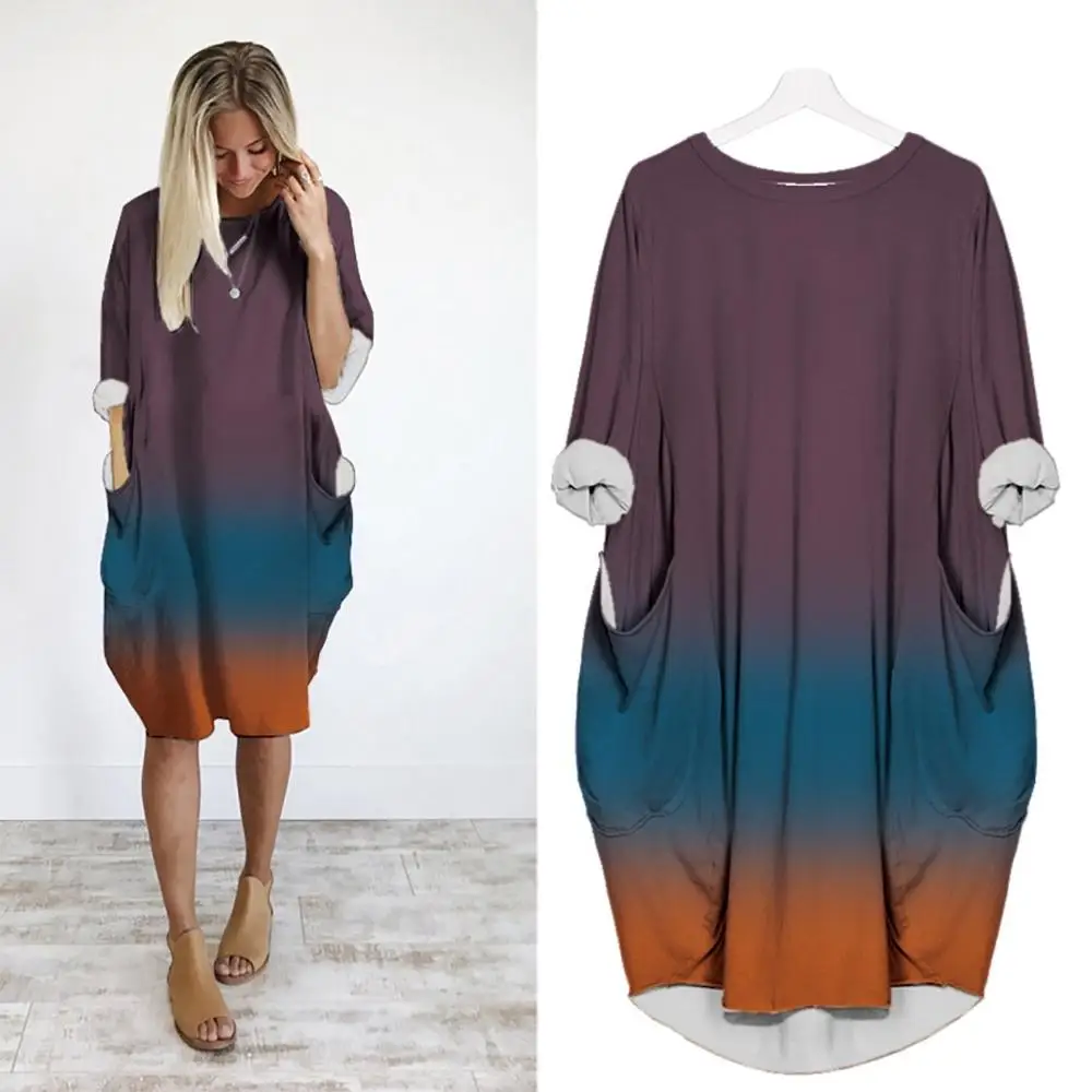 Новинка 2020 весенне осеннее Повседневное платье для женщин размера плюс