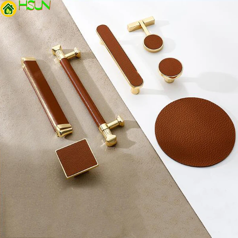 Ручка ящика шкафа металла и цинка золотые кожаные бронза высокого класса люкс