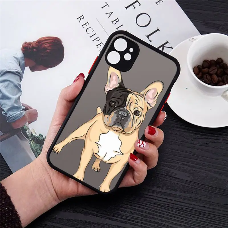 

Hot French Bulldog Dog luxury Phone Cases shell matte transparent For iphone 7 8 11 12 plus mini x xs xr pro max cover