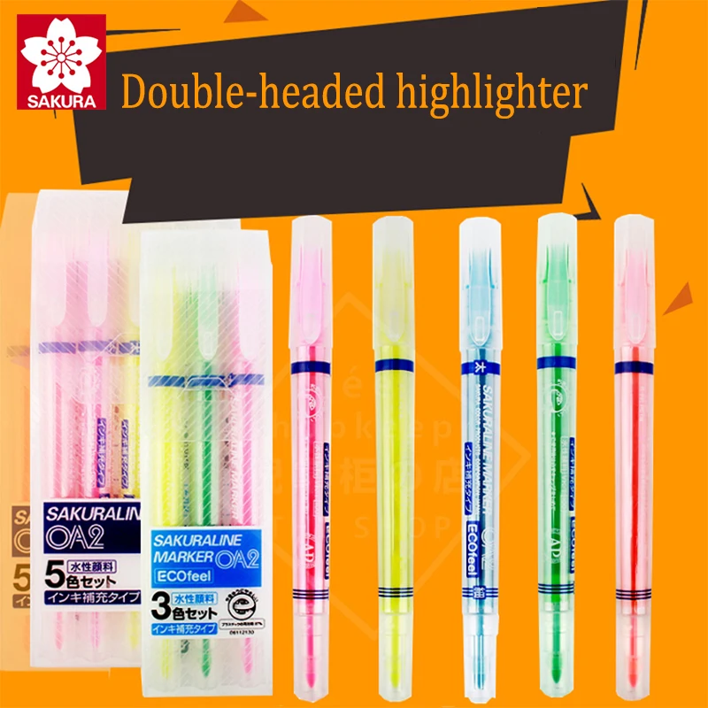 

Japan SAKURA double-headed highlighter pen set fiber tip marker color water-based marker pen VK-T