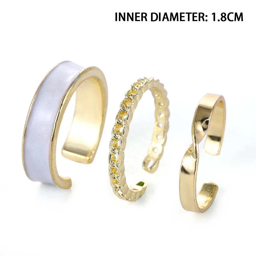 

3Pcs/Set Trendy Ring Fashion Simple and Wide Face Adjustable Opening Index Luxurious Ring New Year gifts
