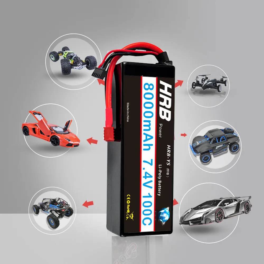HRB RC Lipo Battery 2S 3S 8000mah 7 4 v 11 1 100C XT60 Жесткий Чехол для Traxxass rc monsters truck 1/10 1/12 Car Boats
