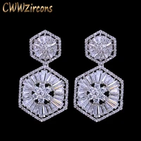 cwwzircons top quality 925 sterling silver pin luxury cubic zirconia earring for women wedding bridal gift jewelry cz127