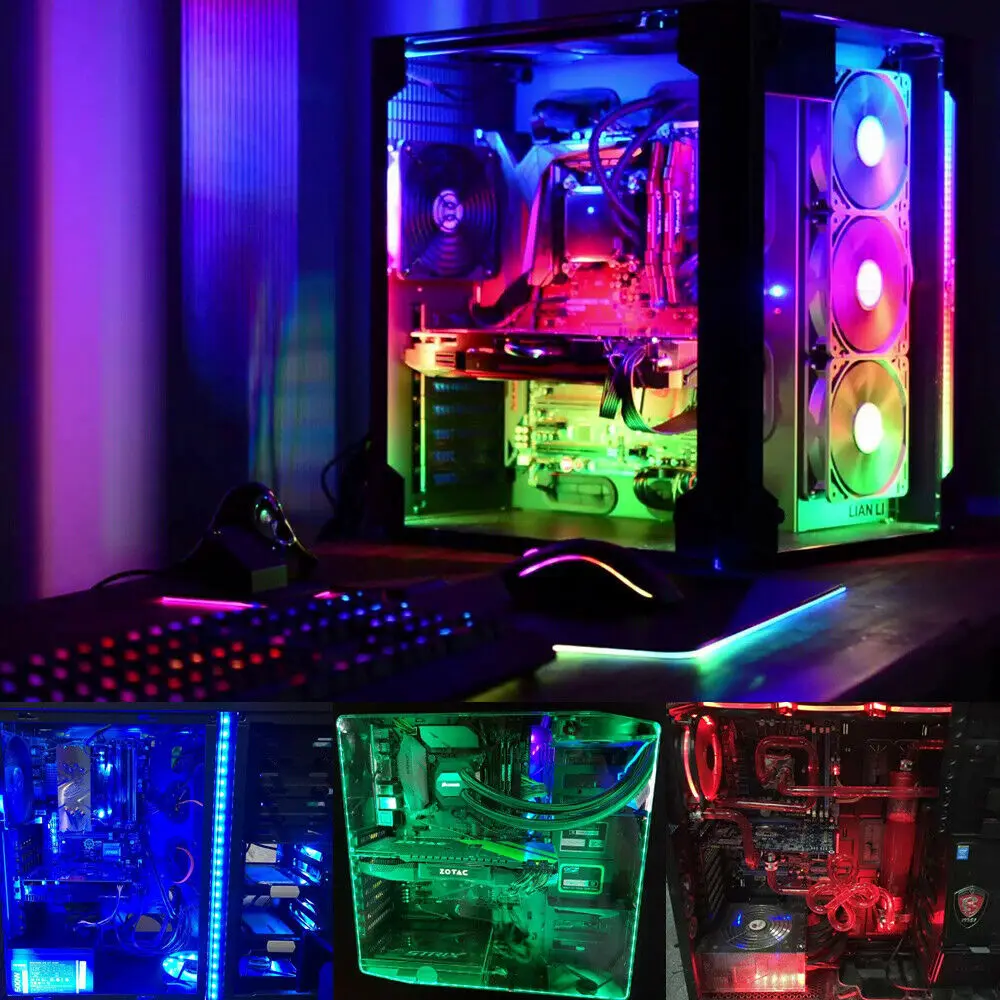 12 В RGB 5050 Светодиодный ленточный светильник гибкий для ПК чехол компьютера