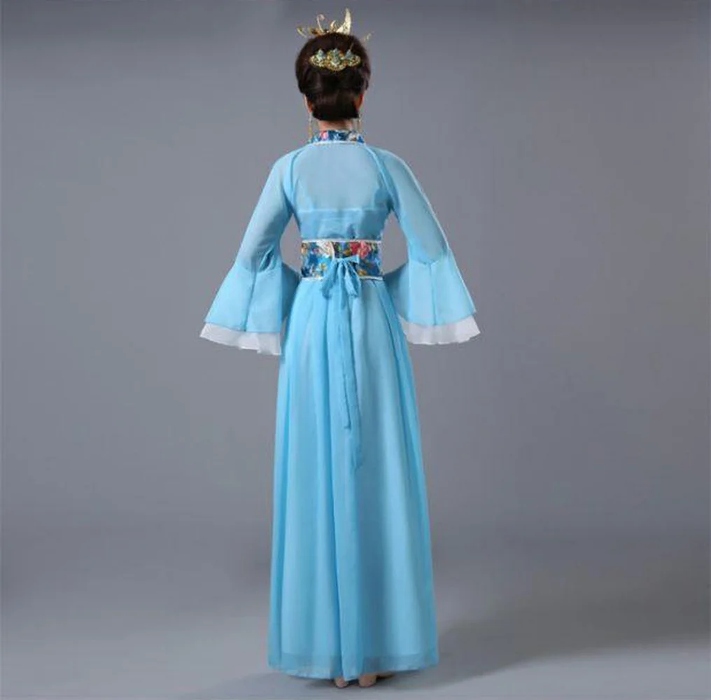 Платье принцессы китайской династии Тан косплей костюм голубой розовый желтый