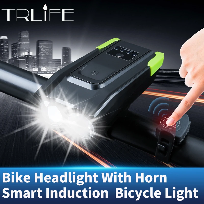 

4000mAh Induction Flashlight for Bicycle Front Light USB Rechargeable Smart Headlight With Horn 800 Lumen LED Bike Lamp Cycling