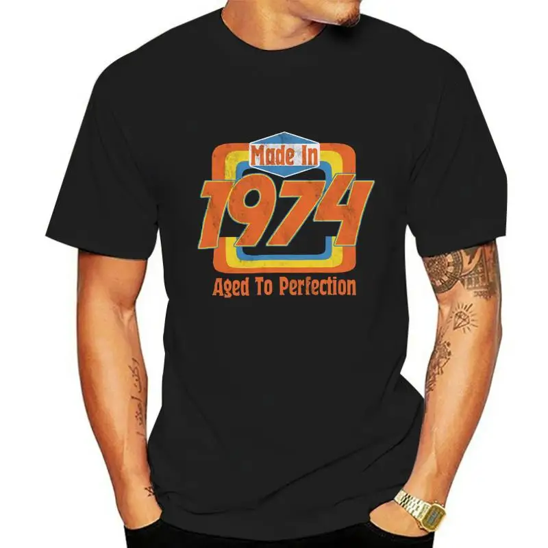 

Made In 1974 Mens 44th Birthday Idea Novelty T Shirt 70s Seventies Retro Mans Cool Casual Vintage T-shirt