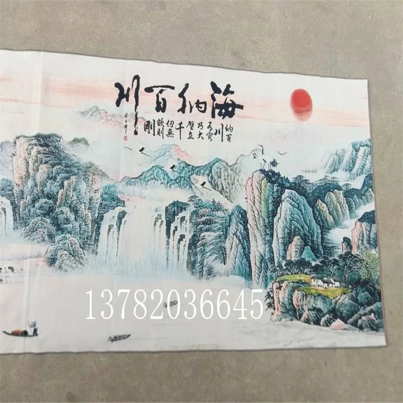 Китайский шелк ручной работы висячая Картина Пейзаж картина Хай на Бай Чуань |