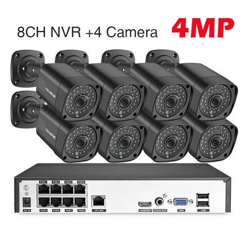 8cameras 4MP Techege 5MP аудио POE Комплект H.265 система 8CH CCTV безопасности NVR Крытый Открытый водонепроницаемый IP камера видеонаблюдения Сигнализация видео система - Цвет: 8cameras 4MP