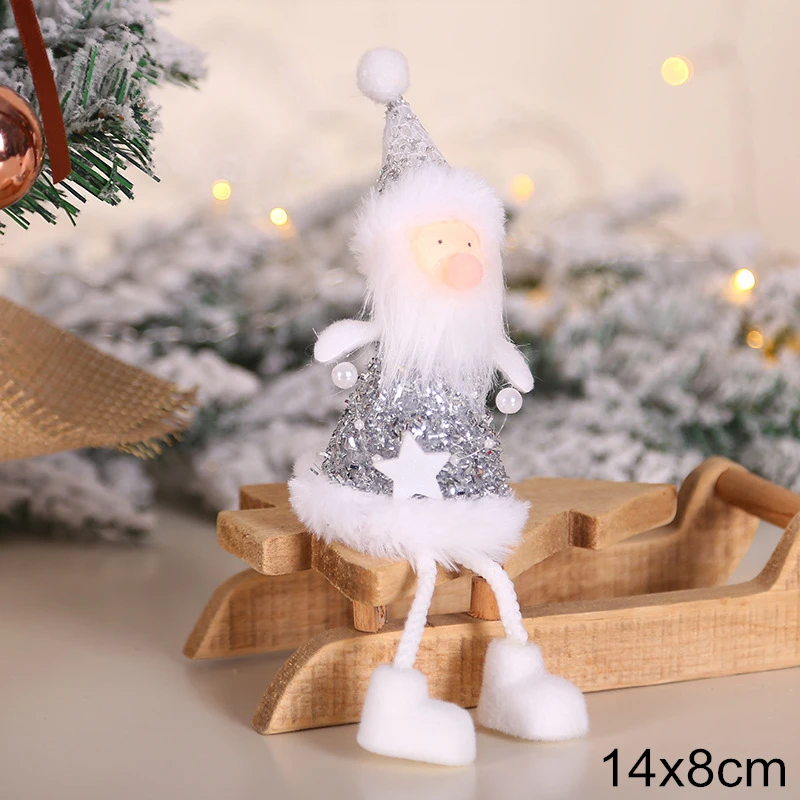 0140-8 Silver Santa Год Рождественский Ангел-девочка мальчик куклы орнамент с рождественской елкой Noel рождественские украшения для дома Kerst Navidad детский подарок - Цвет: 0140-8 Silver Santa