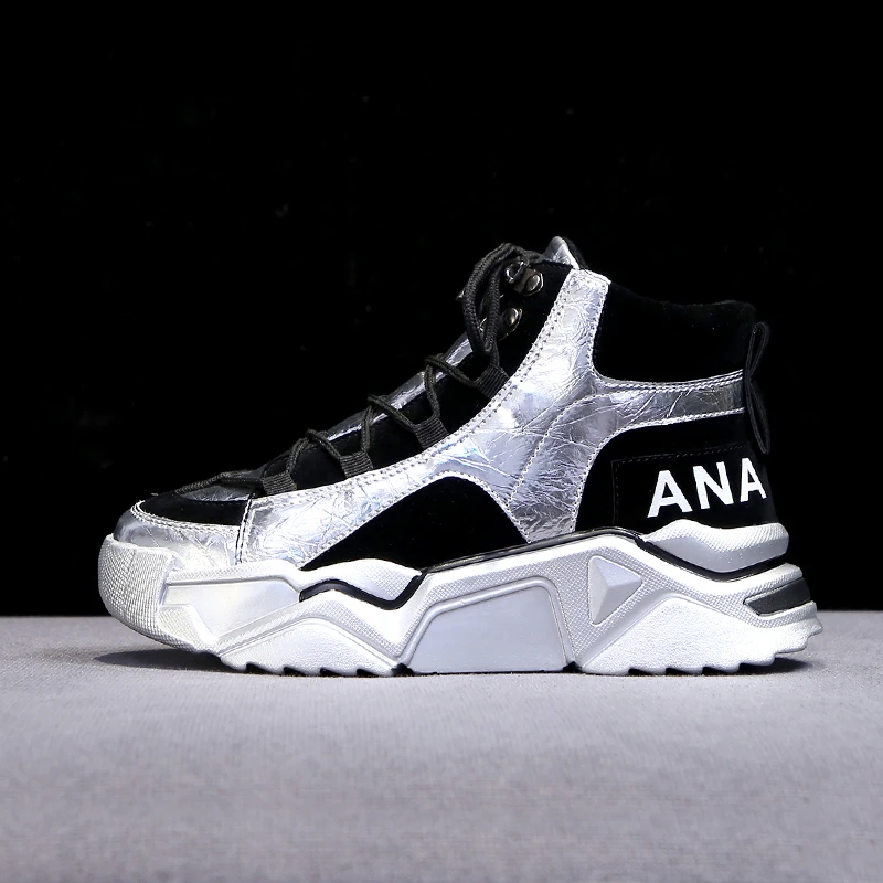 

Women High Top Sneakers Platform Casual Shoes Fashion Female Black Wedges Winter Lace Up Running Chunky Shoes Woman Dropshipping