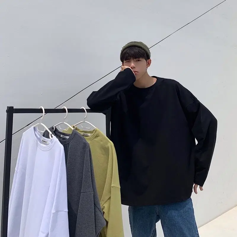 

Men's sweatshirts 2021 spring and winter new couple solid color split long-sleeved sweatshirt loose casual young men's clothing