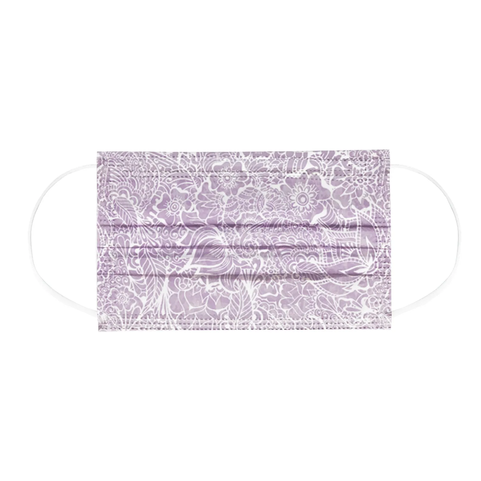 

50 Pcs Printed Mask Disposable Masks Aldute Face Mask For Women Three Layer Masque Rose Mouth Caps Mascarillas Purple White