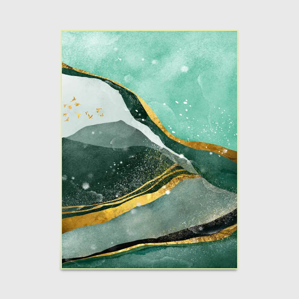 

Fashion Modern Abstract Dark Green Golden Landscape Geese Fly Door Mat Bedroom Living Room Bedside Carpet MatCustom Size