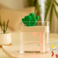 transparent mini humidifier diffuser small fresh green plants atomizer cute home office usb humidifier 7 color ambient light
