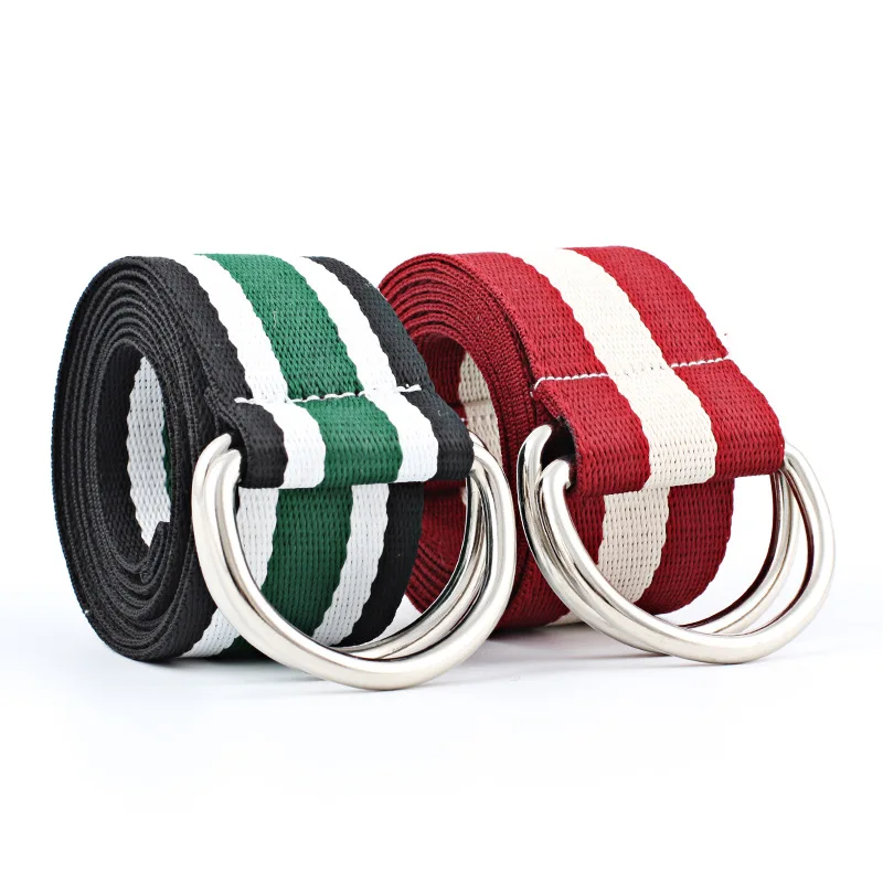 

Unisex fashion canvas long waist strap Punk style double D ring buckle belt jeans trouser Pant waistband decoration Accessories
