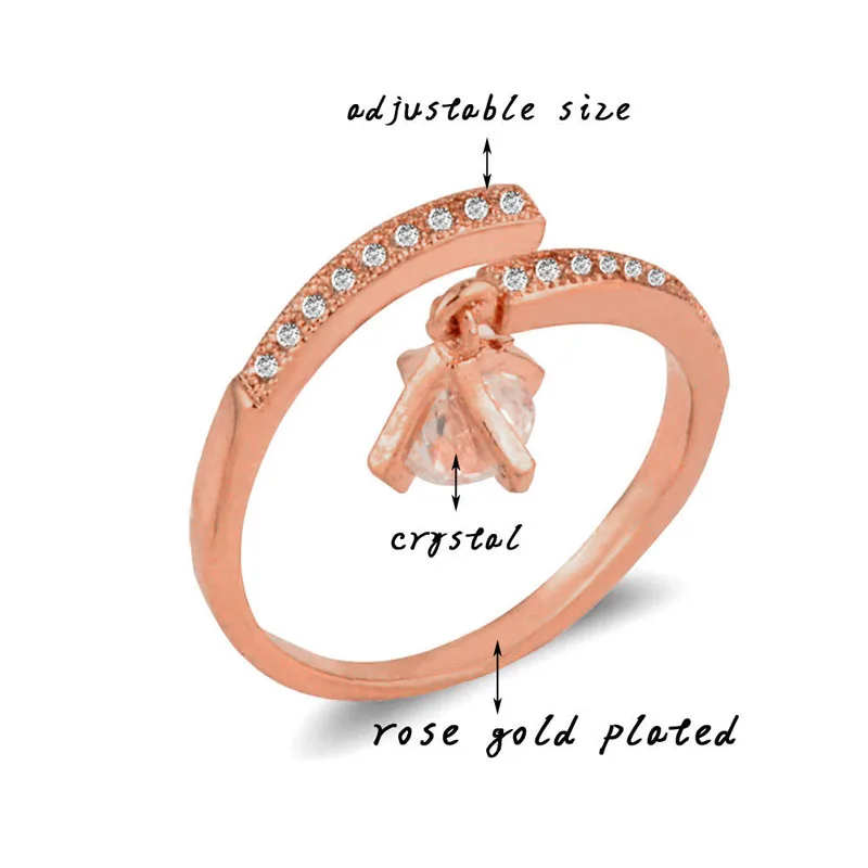 SINLEERY корейское модное кольцо Регулируемый размер кубический циркон кристалл