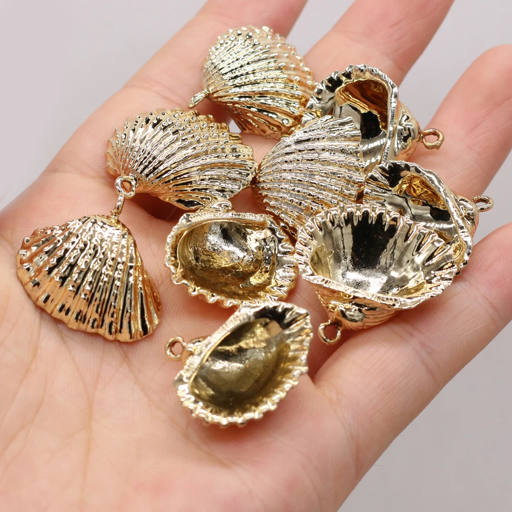 

4pcs Natural Shell Golden Shell Pendants Charms For DIY Jewelry Making Necklace Bracelet Earring Accessories Women Gift