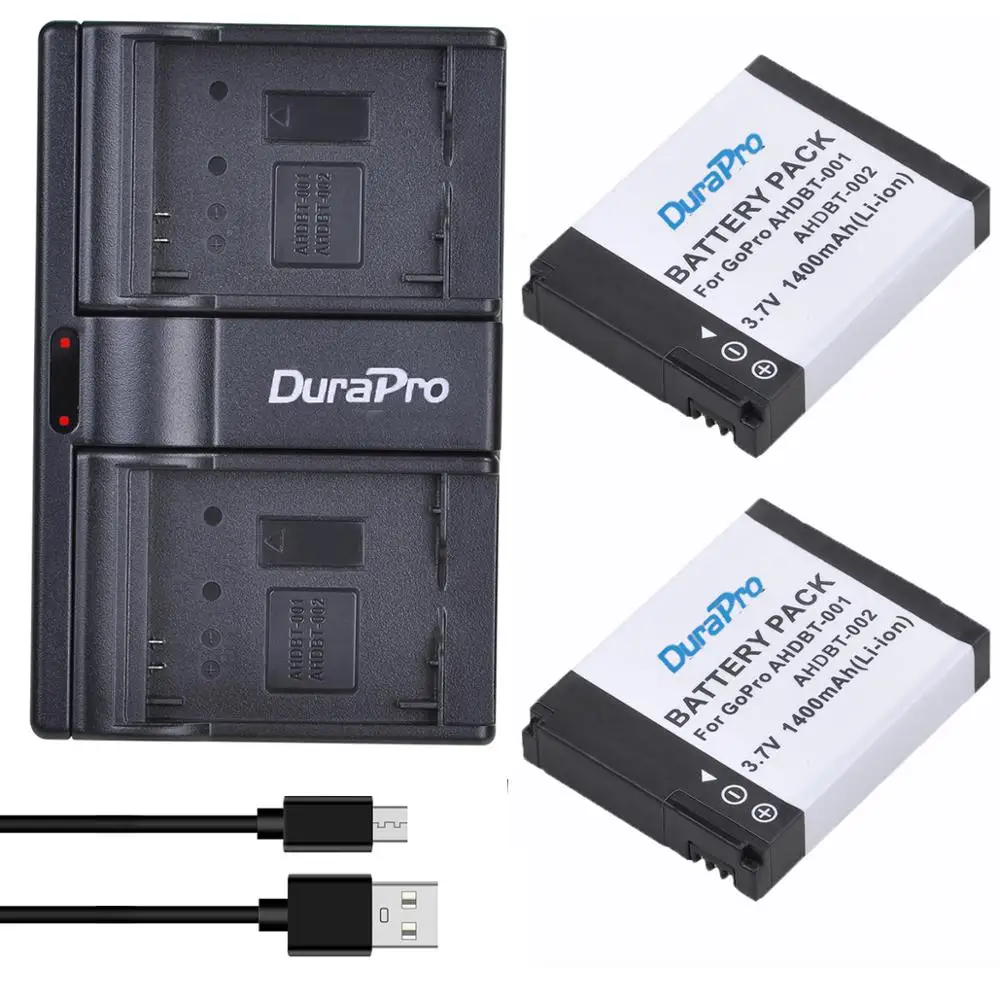 

1400mAh AHDBT-001 AHDBT-002 for Gopro Battery +USB Dual Charger for GoPro Hero 1 2 Go pro Hero 1 2 1080p 960 NIB Camera