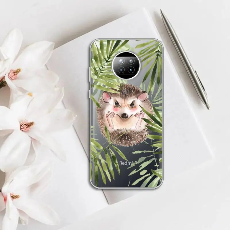 

Hedgehog lovely cartoon animal Phone Case Transparent for Xiaomi Redmi note 10 t 8 9 pro lite 11