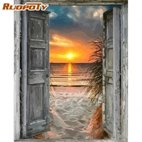 ruopoty framed front door beach landscape picture by numbers kits for adults hand painted diy gift 40x50cm draw canvas photo