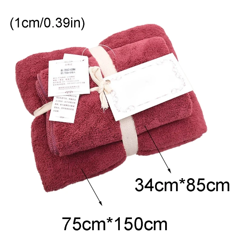 

2Pcs Coral Velvet Microfiber Water Absorbent Bath Towel Set Solid Color Quick Dry Luxurious Face Hand Blanket Gifts