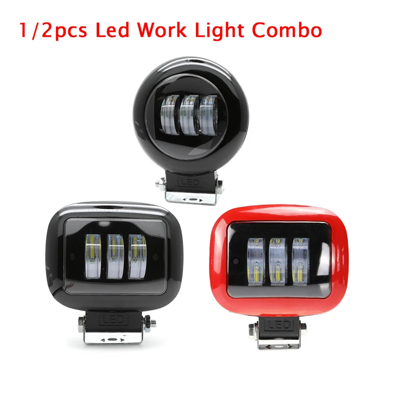 

1/2pcs Led Work Light 12V 24V 6000K Car work Light 6D 30W Motorcycle Boat Truck SUV ATV Tractor Spot Flood Offroad Driving Light