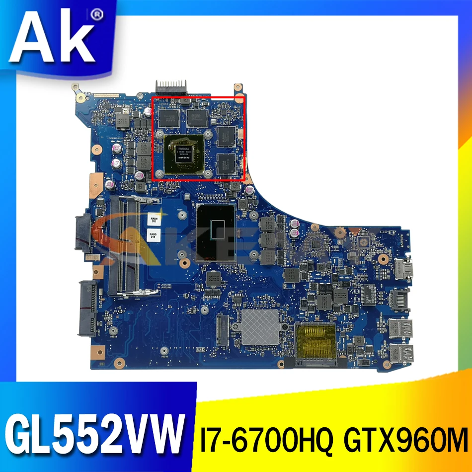 

Материнская плата GL552VW для ноутбука ASUS GL552VW ZX50V GL552VX с процессором, графическим процессором GTX960M LCD 30PIN DDR4 100%, полностью протестирована