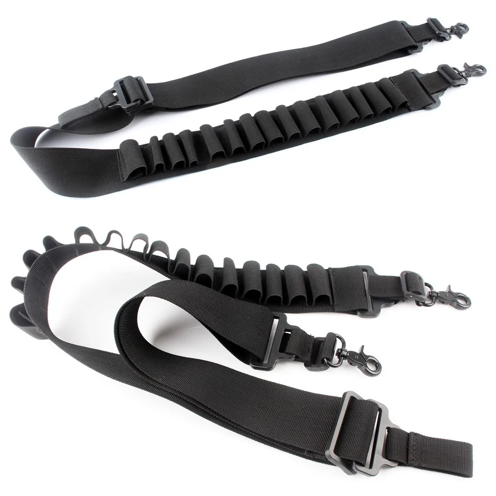 

Tactical 15 Round Shell Bandolier Belt 12GA Caliber Ammo Holder 2 Point Gun Sling Strap Military Hunting Cartridge Belt