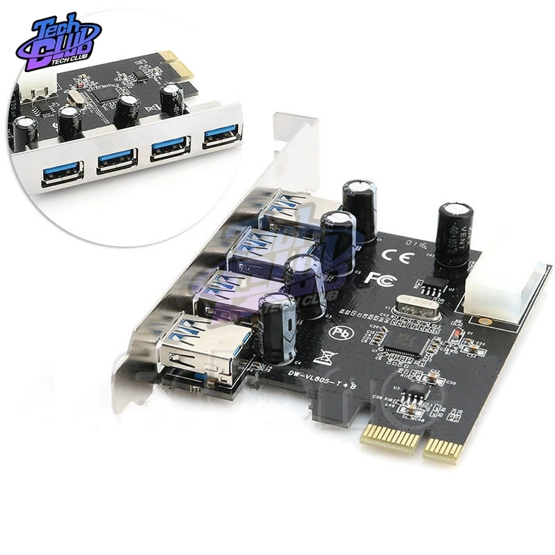 4 порта PCI E к USB 3 0 HUB Express адаптер расширения скорость 5 Гбит/с надежный через чипсет