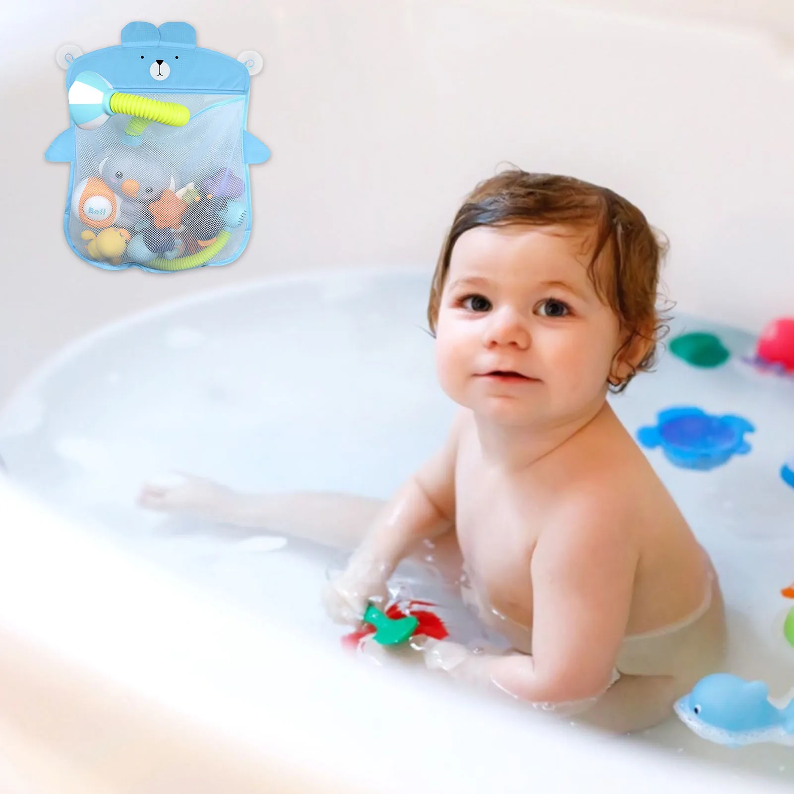 Baby Bath Toys Cute Bear Mesh Net Toy Storage Bag Strong Suction Cups Bath Game Bag Bathroom Organizer Water Toys For Wonderful