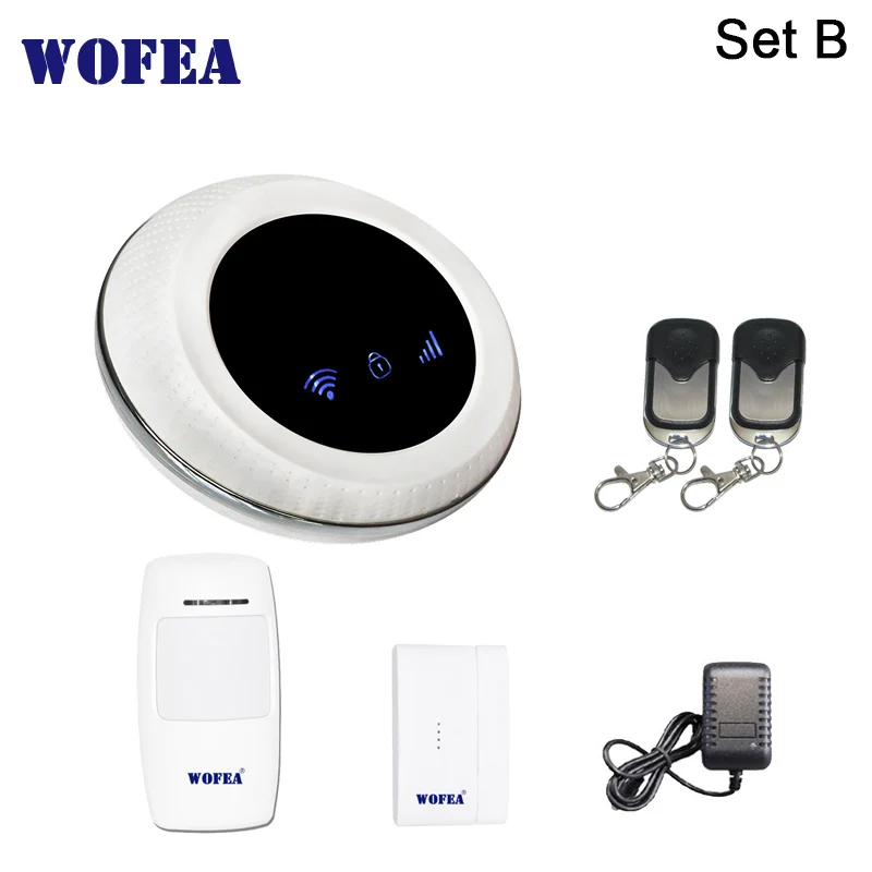 SET B Wofea беспроводной SIM GSM домашняя охранная wifi GSM сигнализация система Датчик комплект tuya приложение Встроенная сирена - Цвет: SET B