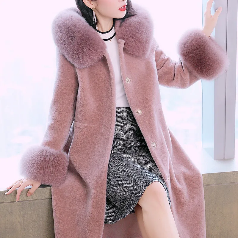 

Women Winter Warm Real Slim Fur Jacket Sheep Shearling Coat Woolen Overcoat Abrigos Mujer Invierno 2020 9222 Y702