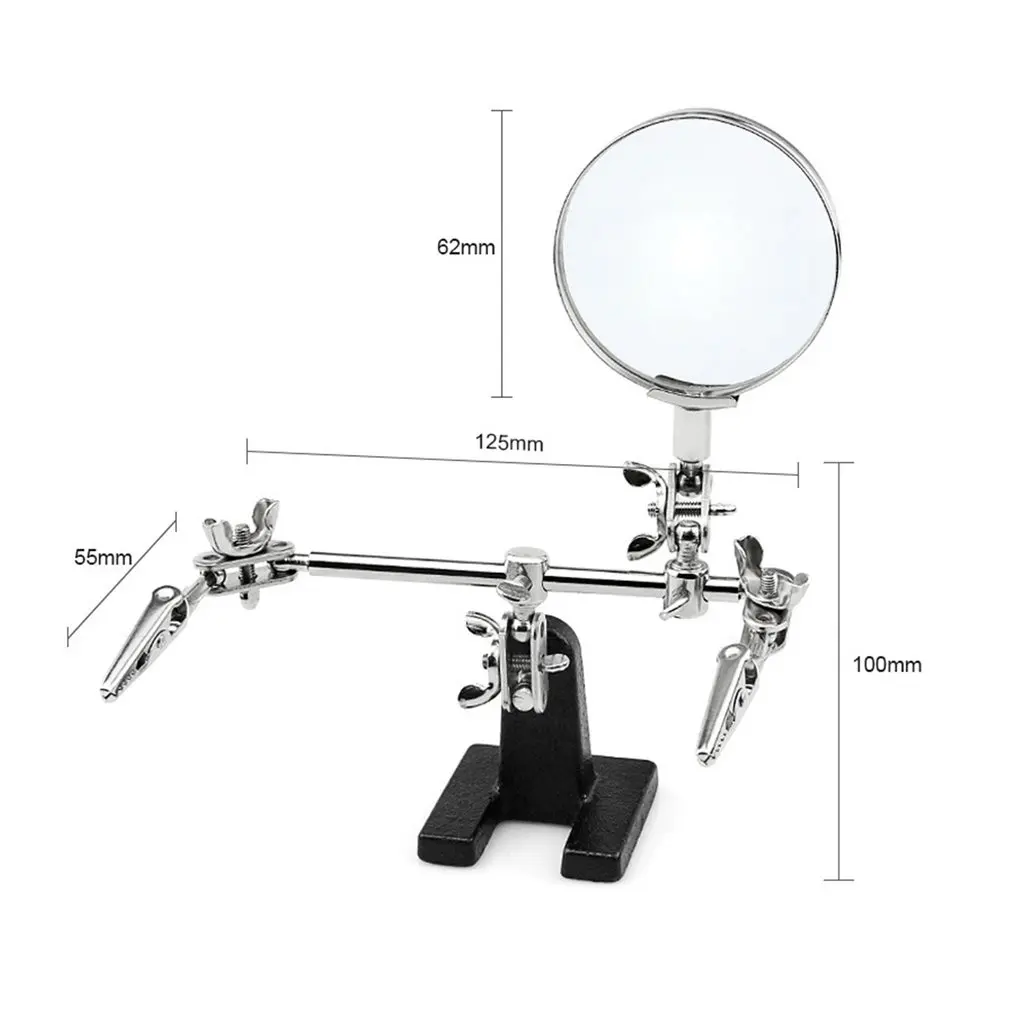 

Helping Third Hand Tool Soldering Stand With 5X Welding Magnifying Glass 2 Alligator Clips 360 Degree Rotating Adjustable