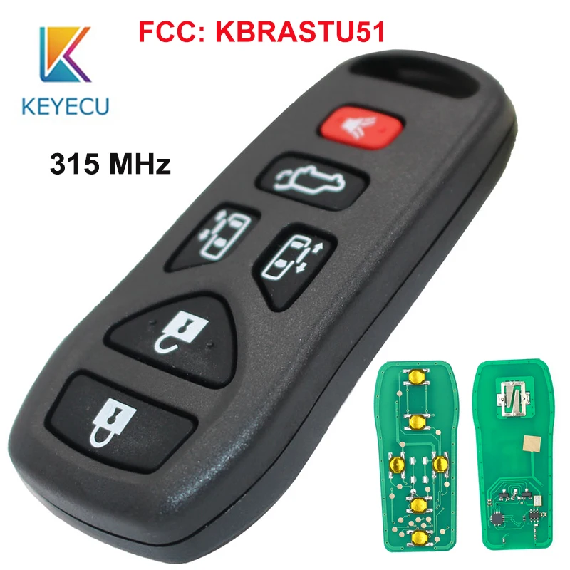 KEYECU 315 МГц FCC:KBRASTU51 сменный бесключевой доступ 5 + 1 6 кнопочный дистанционный ключ