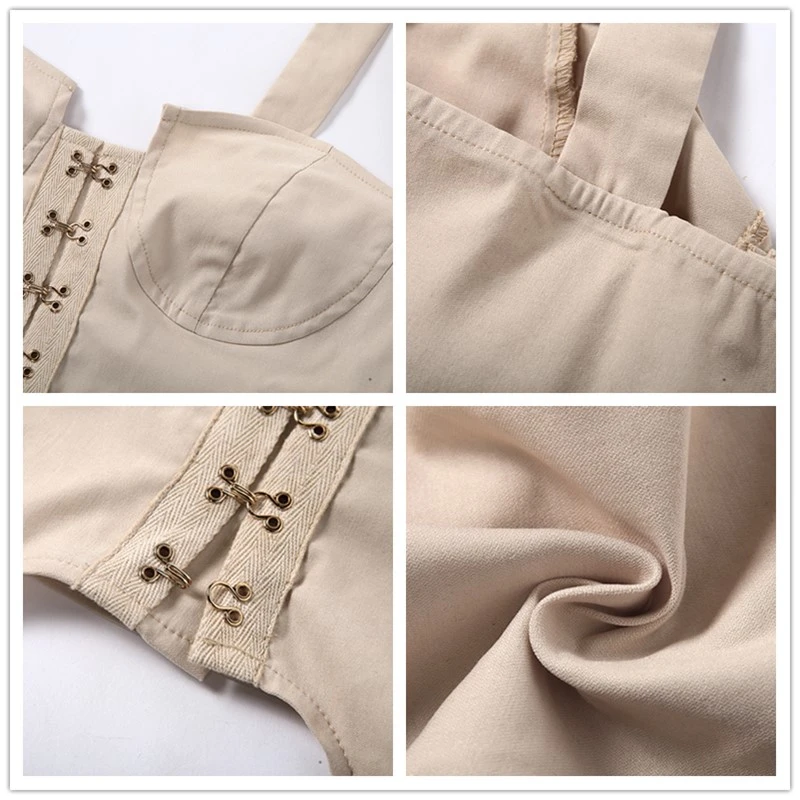 Женский укороченный топ Fuedage клубный облегающий Топ цвета хаки с открытой спиной