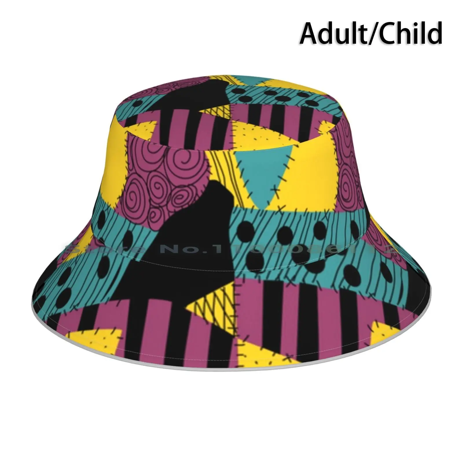 

Sally Patchwork Dress Bucket Hat Sun Cap Sally Nightmare Before Christmas Tim Burton Foldable Outdoor Fisherman Hat