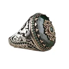 кольца кольцо женское кольцо кольцо мужское парные кольца кольца для Набор бижутерия Посеребренное металлическое кольцо для женщин и мужчин с инкрустацией крупным зеленым кубическим цирконием, Подарок на годовщину