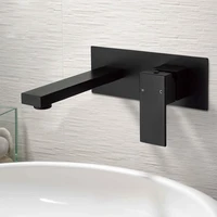 all copper dark mounted faucet black hot and cold double hole into the wall faucet wash basin basin faucet